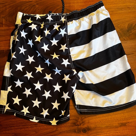 Black and white American flag swim trunks! - Picture 2 of 3